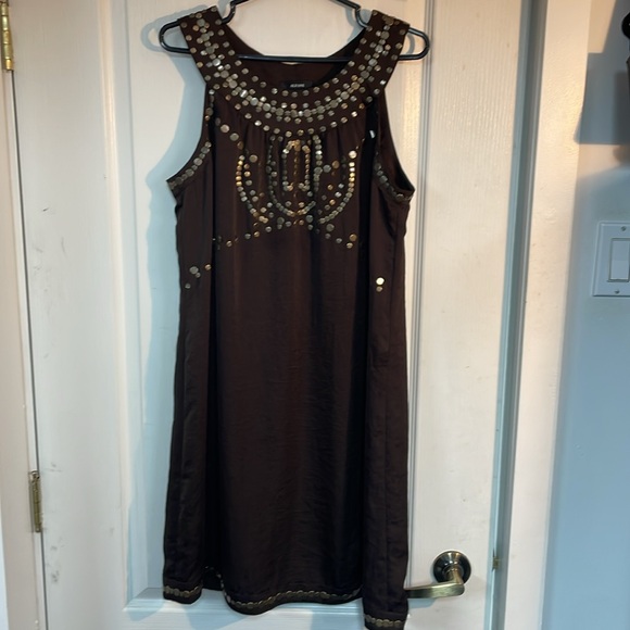 Alfani Chocolate Brown embellished sheath Dress (M) - Picture 8 of 11